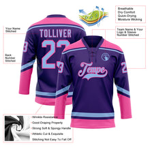 Загрузить изображение в средство просмотра галереи, Custom Purple Light Blue-Pink Hockey Lace Neck Jersey
