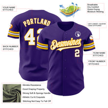 Laden Sie das Bild in den Galerie-Viewer, Custom Purple White-Gold Authentic Baseball Jersey
