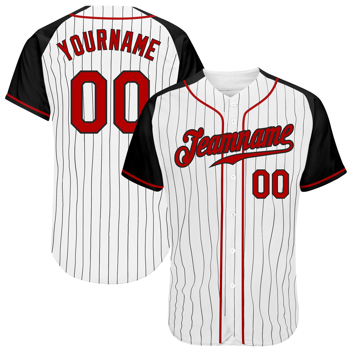 Custom Red Black Pinstripe Black-White Authentic Baseball Jersey Discount