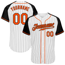 Загрузить изображение в средство просмотра галереи, Custom White Black Pinstripe Orange-Black Authentic Raglan Sleeves Baseball Jersey
