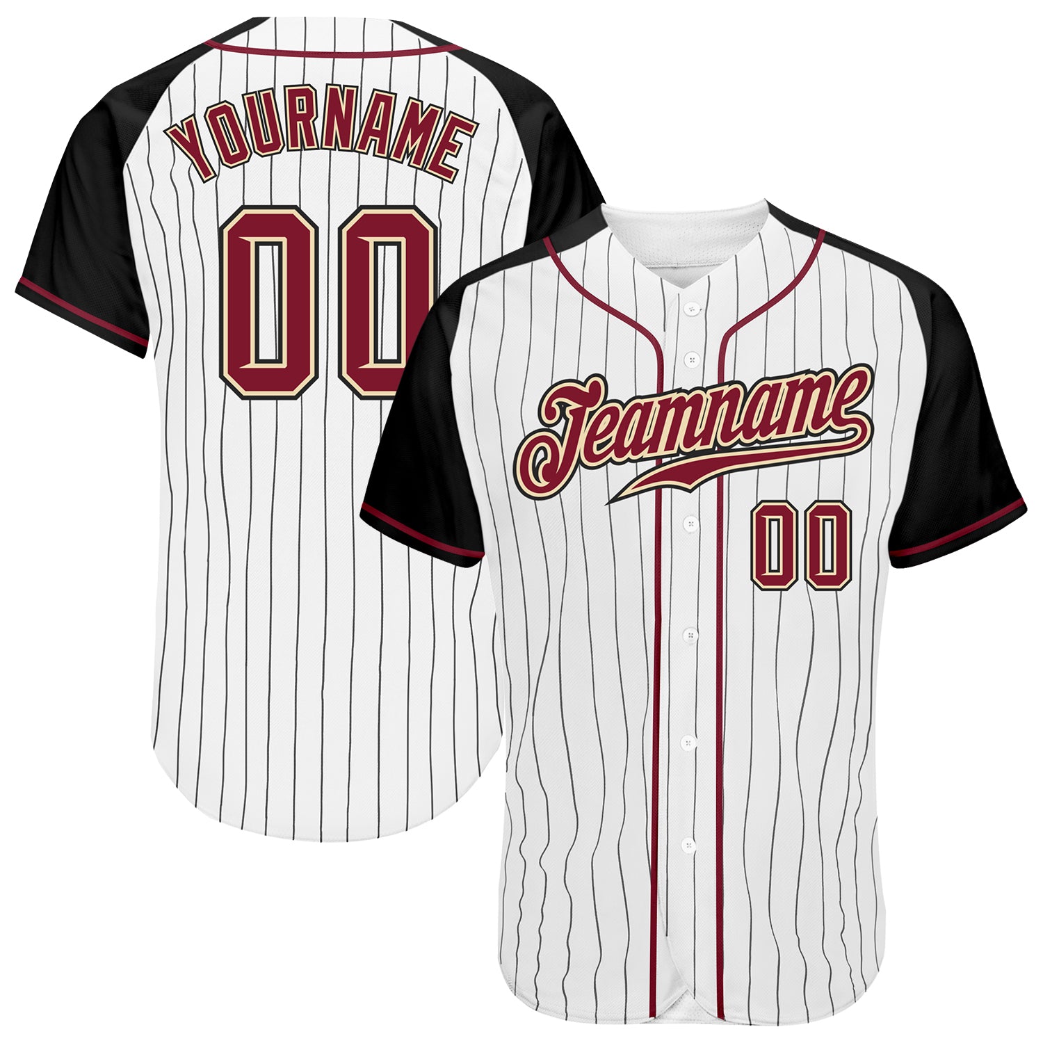 Custom Name Black White Pinstripe Crimson Cream Raglan Sleeves Baseball  Jerseys Shirt - Freedomdesign