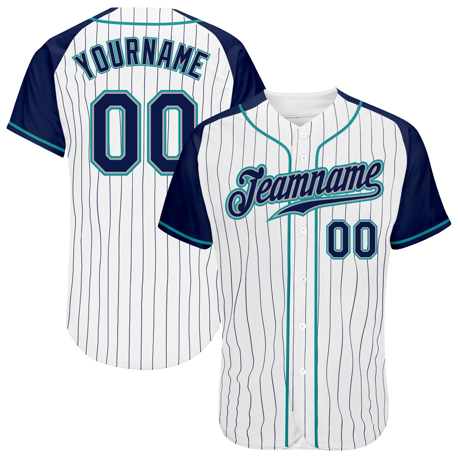  Custom Baseball Jersey Aqua Pinstripe Hip Hop Shirts