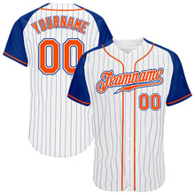 Загрузить изображение в средство просмотра галереи, Custom White Royal Pinstripe Orange-Royal Authentic Raglan Sleeves Baseball Jersey
