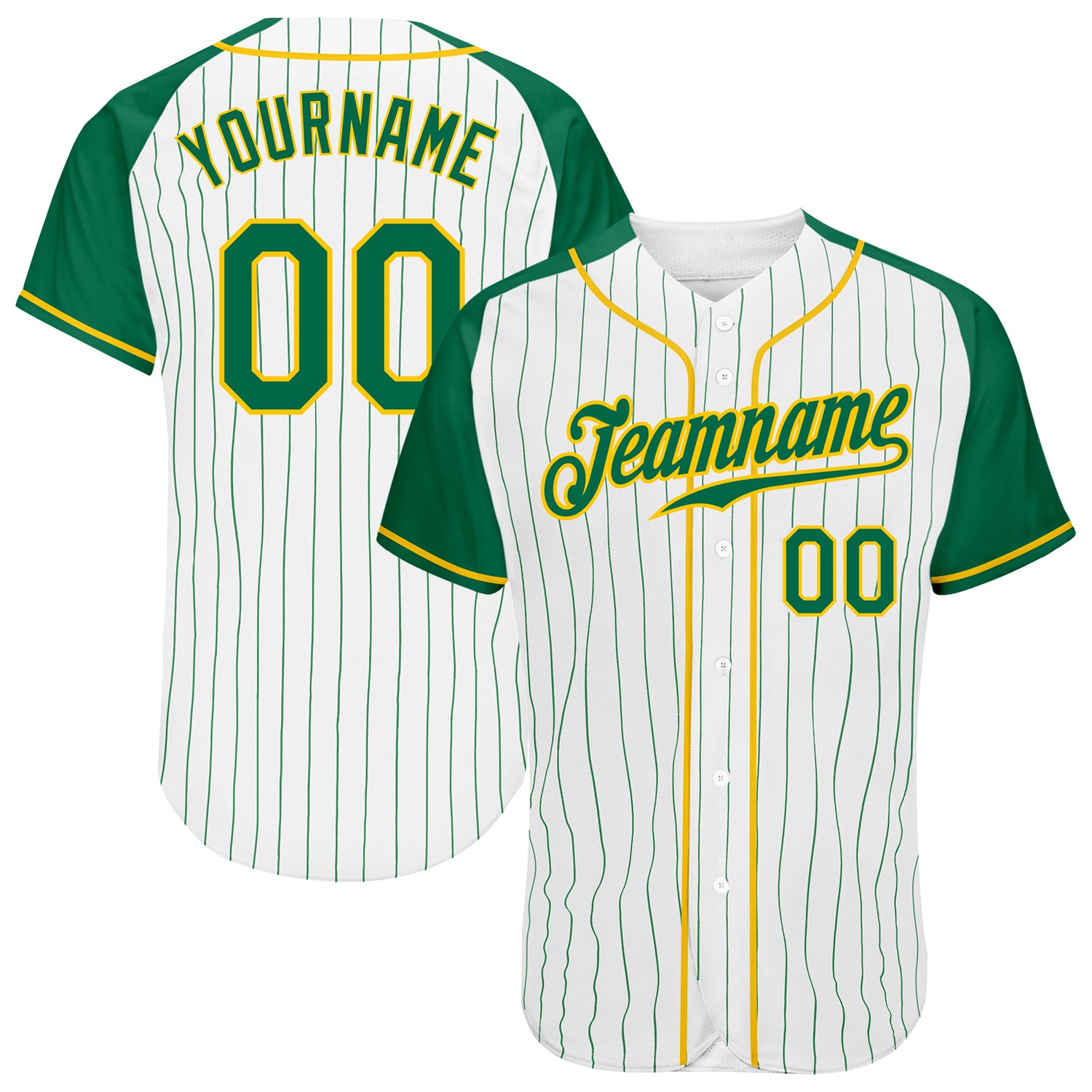 Custom White Kelly Green Pinstripe Kelly Green-Gold Authentic Baseball  Jersey Discount