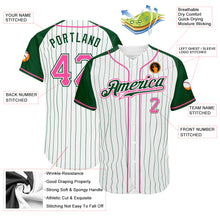 Загрузить изображение в средство просмотра галереи, Custom White Green Pinstripe Pink-Green Authentic Raglan Sleeves Baseball Jersey
