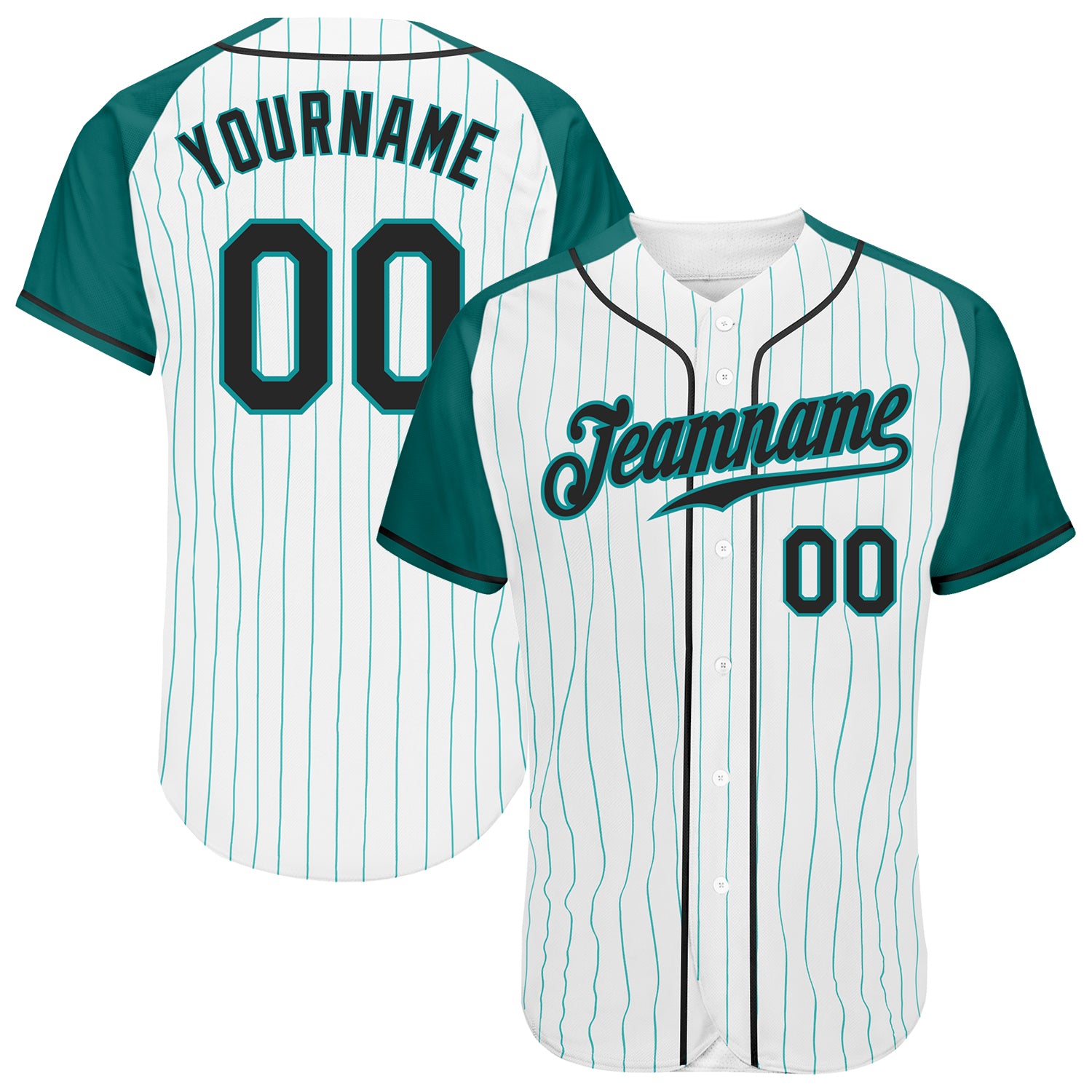 Custom White Black-Aqua Baseball Jersey