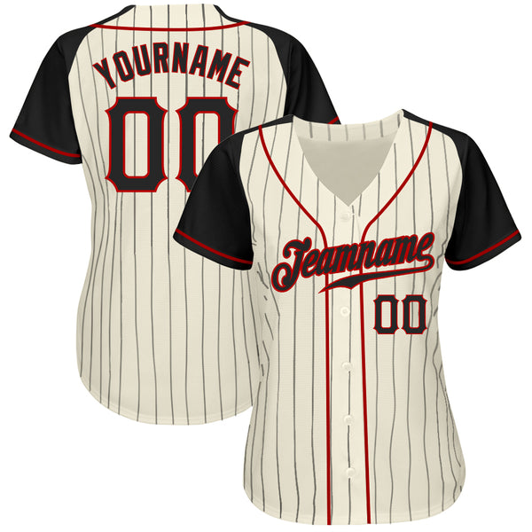 Custom Baseball Jersey White Black Pinstripe Black-Red Authentic Women's Size:M