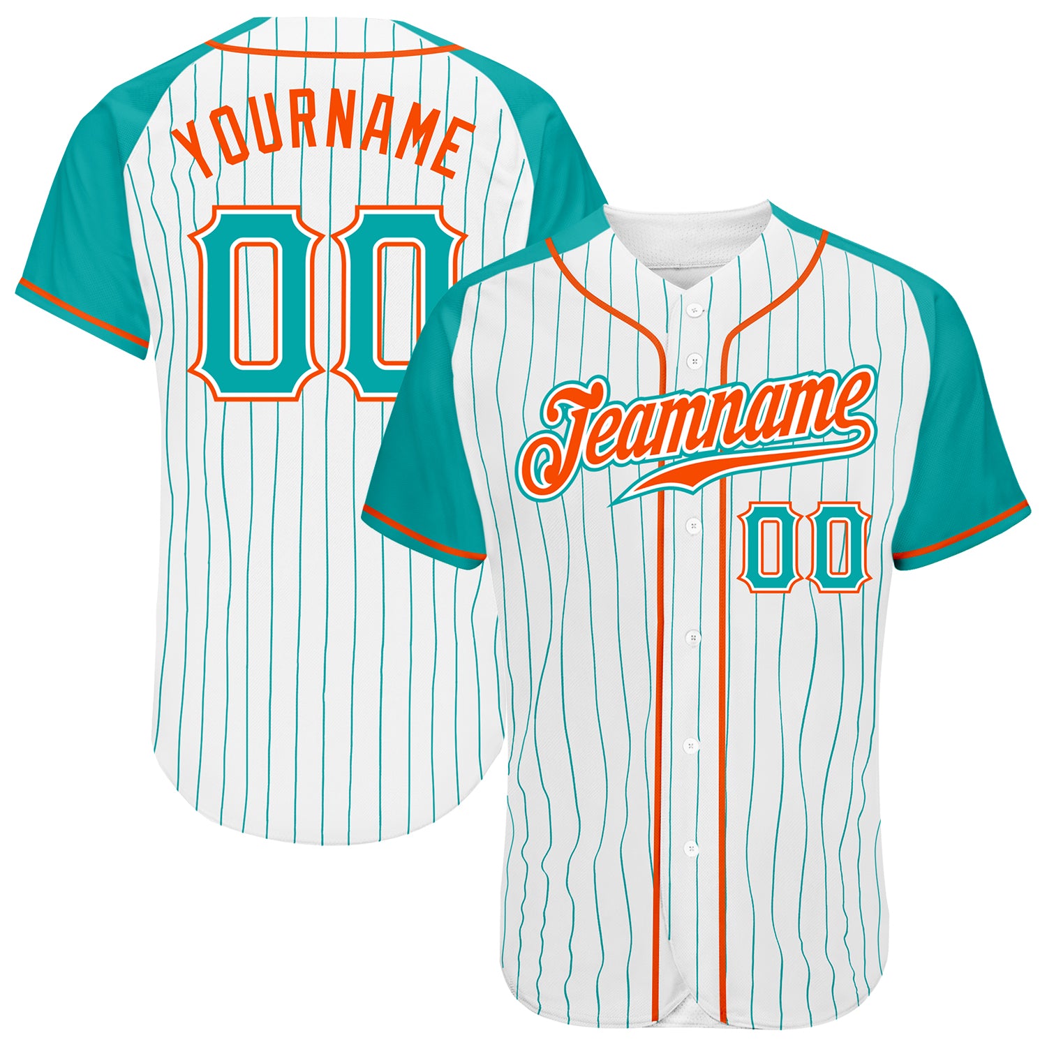 Aqua and White Pinstripe Custom Baseball Jersey  