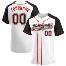 Загрузить изображение в средство просмотра галереи, Custom White Black-Red Authentic Raglan Sleeves Baseball Jersey
