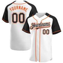 Загрузить изображение в средство просмотра галереи, Custom White Black-Orange Authentic Raglan Sleeves Baseball Jersey
