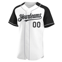 Laden Sie das Bild in den Galerie-Viewer, Custom White Black-Gray Authentic Raglan Sleeves Baseball Jersey
