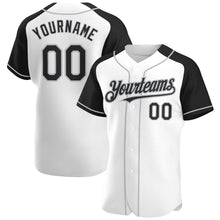 Laden Sie das Bild in den Galerie-Viewer, Custom White Black-Gray Authentic Raglan Sleeves Baseball Jersey
