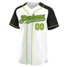 Загрузить изображение в средство просмотра галереи, Custom White Neon Green-Black Authentic Raglan Sleeves Baseball Jersey
