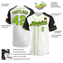 Загрузить изображение в средство просмотра галереи, Custom White Neon Green-Black Authentic Raglan Sleeves Baseball Jersey
