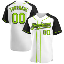 Загрузить изображение в средство просмотра галереи, Custom White Neon Green-Black Authentic Raglan Sleeves Baseball Jersey
