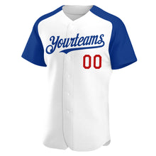 Laden Sie das Bild in den Galerie-Viewer, Custom White Royal-Red Authentic Raglan Sleeves Baseball Jersey
