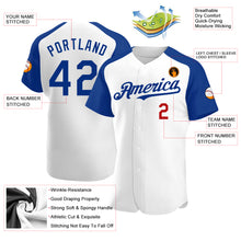 Laden Sie das Bild in den Galerie-Viewer, Custom White Royal-Red Authentic Raglan Sleeves Baseball Jersey
