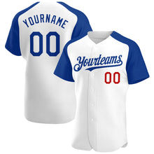 Laden Sie das Bild in den Galerie-Viewer, Custom White Royal-Red Authentic Raglan Sleeves Baseball Jersey
