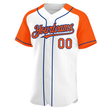 Laden Sie das Bild in den Galerie-Viewer, Custom White Orange-Royal Authentic Raglan Sleeves Baseball Jersey
