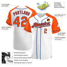 Laden Sie das Bild in den Galerie-Viewer, Custom White Orange-Royal Authentic Raglan Sleeves Baseball Jersey
