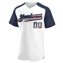 Laden Sie das Bild in den Galerie-Viewer, Custom White Vintage USA Flag-Navy Authentic Raglan Sleeves Baseball Jersey
