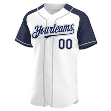 Загрузить изображение в средство просмотра галереи, Custom White Navy-Gray Authentic Raglan Sleeves Baseball Jersey
