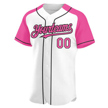 Загрузить изображение в средство просмотра галереи, Custom White Pink-Black Authentic Raglan Sleeves Baseball Jersey
