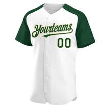 Загрузить изображение в средство просмотра галереи, Custom White Green-City Cream Authentic Raglan Sleeves Baseball Jersey
