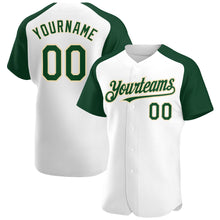 Загрузить изображение в средство просмотра галереи, Custom White Green-City Cream Authentic Raglan Sleeves Baseball Jersey
