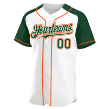 Загрузить изображение в средство просмотра галереи, Custom White Green-Orange Authentic Raglan Sleeves Baseball Jersey
