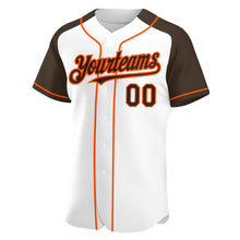 Загрузить изображение в средство просмотра галереи, Custom White Brown-Orange Authentic Raglan Sleeves Baseball Jersey
