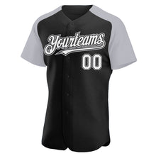 Загрузить изображение в средство просмотра галереи, Custom Black White-Gray Authentic Raglan Sleeves Baseball Jersey
