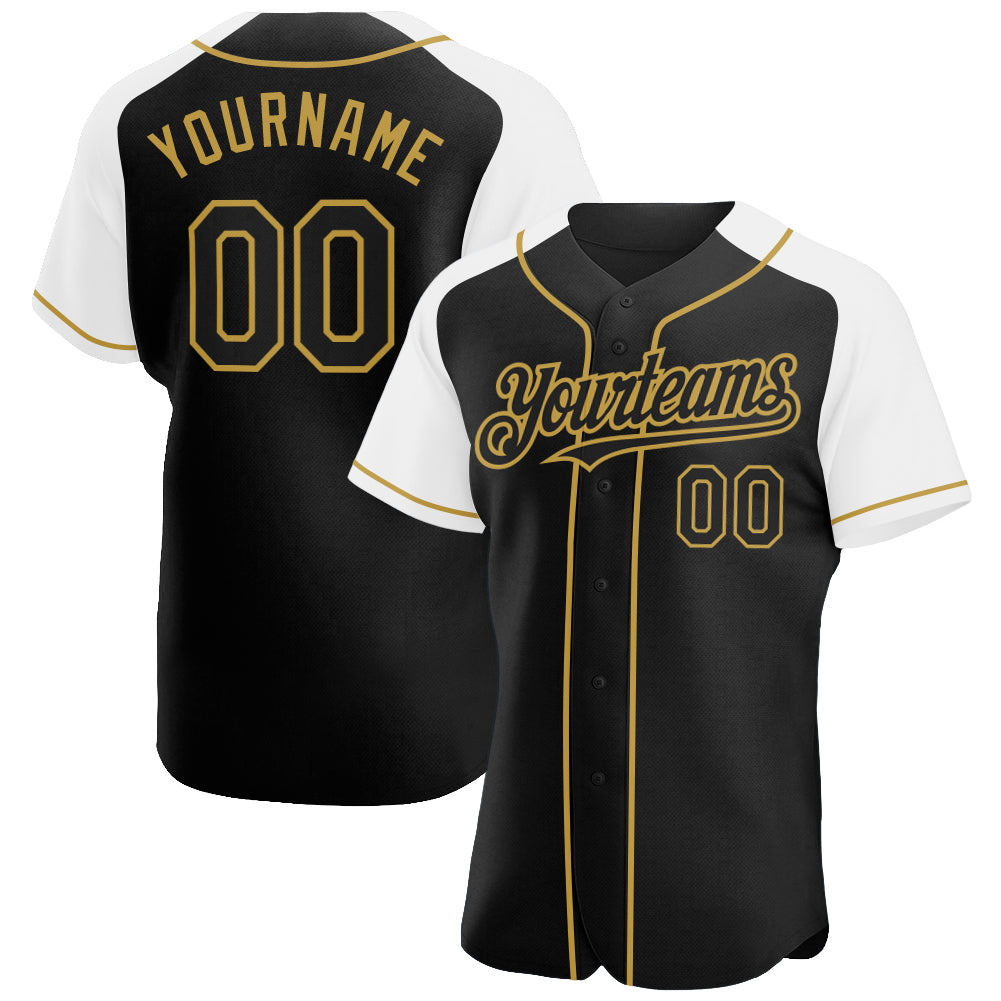 Custom Team Old Gold Baseball Authentic Black Jersey Black