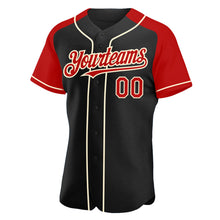 Загрузить изображение в средство просмотра галереи, Custom Black Red-Cream Authentic Raglan Sleeves Baseball Jersey
