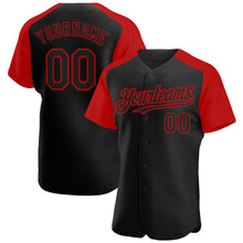 Загрузить изображение в средство просмотра галереи, Custom Black Red Authentic Raglan Sleeves Baseball Jersey
