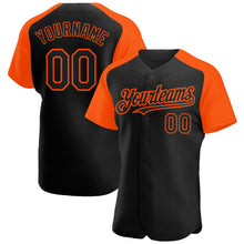 Загрузить изображение в средство просмотра галереи, Custom Black Orange Authentic Raglan Sleeves Baseball Jersey
