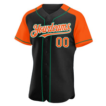 Загрузить изображение в средство просмотра галереи, Custom Black Orange-Kelly Green Authentic Raglan Sleeves Baseball Jersey
