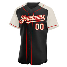 Загрузить изображение в средство просмотра галереи, Custom Black Cream-Red Authentic Raglan Sleeves Baseball Jersey
