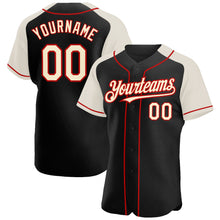 Загрузить изображение в средство просмотра галереи, Custom Black Cream-Red Authentic Raglan Sleeves Baseball Jersey
