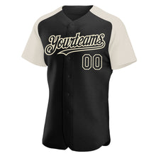 Загрузить изображение в средство просмотра галереи, Custom Black Cream Authentic Raglan Sleeves Baseball Jersey
