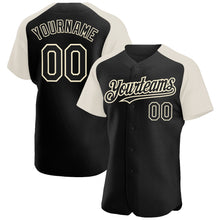 Загрузить изображение в средство просмотра галереи, Custom Black Cream Authentic Raglan Sleeves Baseball Jersey
