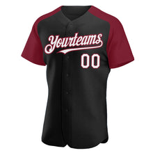 Загрузить изображение в средство просмотра галереи, Custom Black White-Crimson Authentic Raglan Sleeves Baseball Jersey
