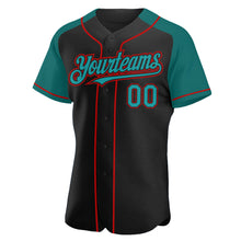 Загрузить изображение в средство просмотра галереи, Custom Black Teal-Red Authentic Raglan Sleeves Baseball Jersey
