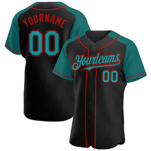 Загрузить изображение в средство просмотра галереи, Custom Black Teal-Red Authentic Raglan Sleeves Baseball Jersey
