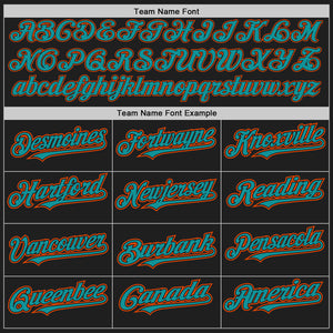 Custom Black Teal-Orange Authentic Raglan Sleeves Baseball Jersey