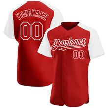 Загрузить изображение в средство просмотра галереи, Custom Red White Authentic Raglan Sleeves Baseball Jersey
