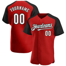 Загрузить изображение в средство просмотра галереи, Custom Red White-Black Authentic Raglan Sleeves Baseball Jersey
