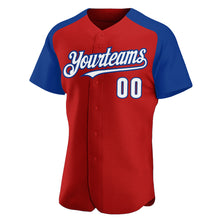 Загрузить изображение в средство просмотра галереи, Custom Red White-Royal Authentic Raglan Sleeves Baseball Jersey
