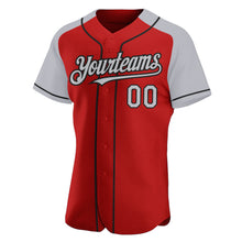 Загрузить изображение в средство просмотра галереи, Custom Red Gray-Black Authentic Raglan Sleeves Baseball Jersey
