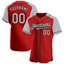 Загрузить изображение в средство просмотра галереи, Custom Red Gray-Black Authentic Raglan Sleeves Baseball Jersey
